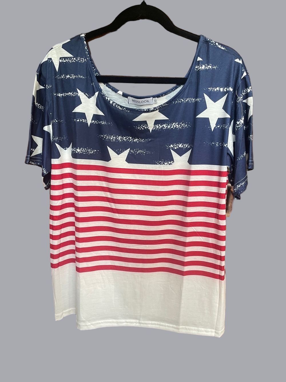 MISSLOOK Red, White & Blue Stars & Stripe Tee